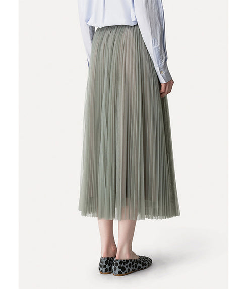Tulle Soleil Pliss' Skirt - Stone